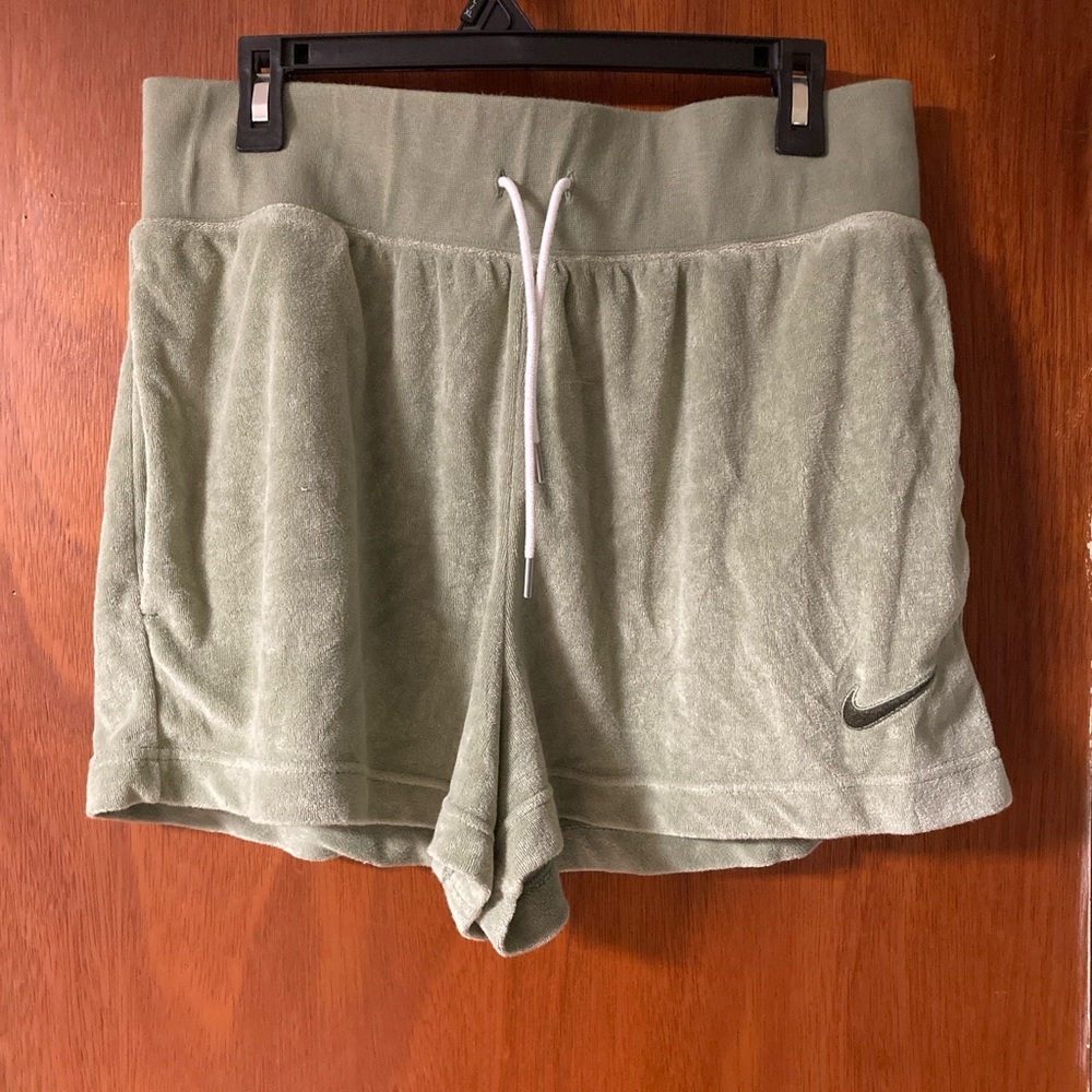 Nike Olive Green Terry Cloth Drawstring Women’s Shorts